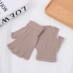 1Pair Black Half Finger Fingerless Gloves For Women And Men Wool Knit Wrist Cotton Gloves Winter Warm Workout Gloves