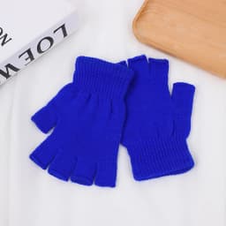1Pair Black Half Finger Fingerless Gloves For Women And Men Wool Knit Wrist Cotton Gloves Winter Warm Workout Gloves
