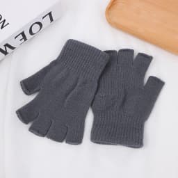 1Pair Black Half Finger Fingerless Gloves For Women And Men Wool Knit Wrist Cotton Gloves Winter Warm Workout Gloves