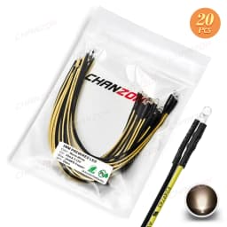 20pcs 3mm Prewired LED Light Emitting Diode DC 12V Warm White Red Green Blue Yellow Orange UV Pink Pre Wired Cable Lamp Bulb