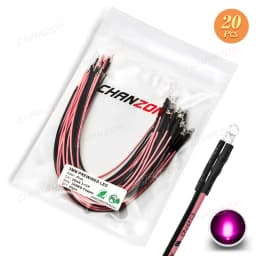 20pcs 3mm Prewired LED Light Emitting Diode DC 12V Warm White Red Green Blue Yellow Orange UV Pink Pre Wired Cable Lamp Bulb