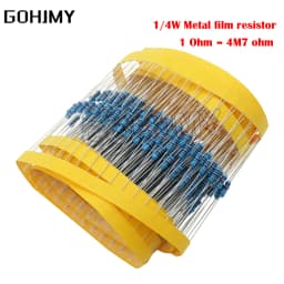 100pcs 1/4W Metal film resistor 1R ~ 22M 1R 100R 220R 330R 1K 1.5K 2.2K 3.3K 4.7K 10K 22K 47K 100K 220k 330 1K5 2K2 3K3 4K7 ohm