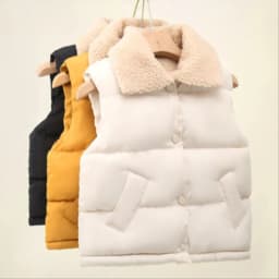 Children Cotton Vest Turn-down Collar Kids Winter Clothes Solid Color Sleeveless Waistcoats For Girls Boys Soft Outerwear Casual