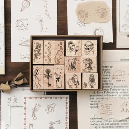 Jenny Chinese Character Number Universe Flower Week Wooden Rubber Stamp Scrapbooking Deco DIY Craft Standard Wooden Stamps