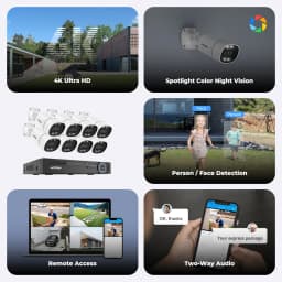 H.View 4K 5Mp 8Mp Poe CCTV Security Camera System Home Video Surveillance Kit 8Ch NVR Audio Outdoor Ip Camera XMEYE App