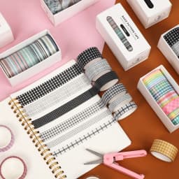 JIANWU 6pcs/set Basic Pattern Marble Plaid Stripe Decoration Washi Tape Set DIY Background Scrapbook Sticker Masking Tape Kawaii