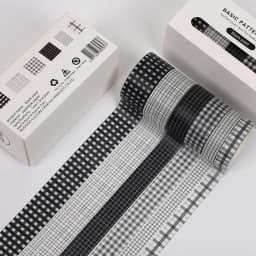 JIANWU 6pcs/set Basic Pattern Marble Plaid Stripe Decoration Washi Tape Set DIY Background Scrapbook Sticker Masking Tape Kawaii