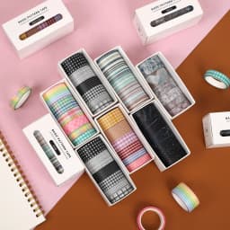 JIANWU 6pcs/set Basic Pattern Marble Plaid Stripe Decoration Washi Tape Set DIY Background Scrapbook Sticker Masking Tape Kawaii