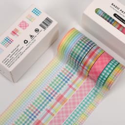 JIANWU 6pcs/set Basic Pattern Marble Plaid Stripe Decoration Washi Tape Set DIY Background Scrapbook Sticker Masking Tape Kawaii