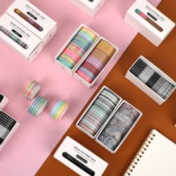 JIANWU 6pcs/set Basic Pattern Marble Plaid Stripe Decoration Washi Tape Set DIY Background Scrapbook Sticker Masking Tape Kawaii