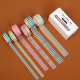 JIANWU 6pcs/set Basic Pattern Marble Plaid Stripe Decoration Washi Tape Set DIY Background Scrapbook Sticker Masking Tape Kawaii