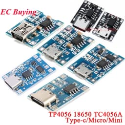 20Pcs/1pc 5V 1A Micro/Type-c/Mini 18650 TP4056 4056A Lithium Battery Charger Module Charging Board Protection Function Li-ion
