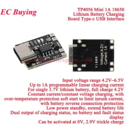 20Pcs/1pc 5V 1A Micro/Type-c/Mini 18650 TP4056 4056A Lithium Battery Charger Module Charging Board Protection Function Li-ion