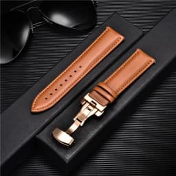 Leather Watch Band 18mm 20mm 22mm 24mm Straps Stainless Steel Butterfly Buckle Clasp Leather Bracelet Black Brown Wristband Belt