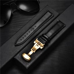 Leather Watch Band 18mm 20mm 22mm 24mm Straps Stainless Steel Butterfly Buckle Clasp Leather Bracelet Black Brown Wristband Belt