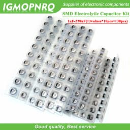 130PCS/LOT 1uF-220uF SMD Aluminum Electrolytic Capacitor Assorted Kit Set, 13values*10pcs=130pcs Samples Kit