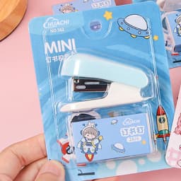 Cartoon Stapler Mini Stapler Set Cute Student Stationery Bookbinding Machine Test Paper Stapler School Gift Office Accessories