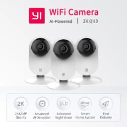 YI Pro 3pc Kits 2K Home Camera Wi-Fi IP Security Surveillance Smart System with Night Vision Baby Monitor on iOS, Android App