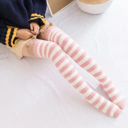 Kawaii Japanese Animal Printed Knee Socks Striped Cute Lovely Long Thigh High Socks  Winter Warm Medias Stockings