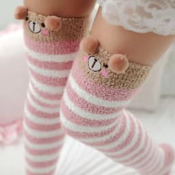 Kawaii Japanese Animal Printed Knee Socks Striped Cute Lovely Long Thigh High Socks  Winter Warm Medias Stockings