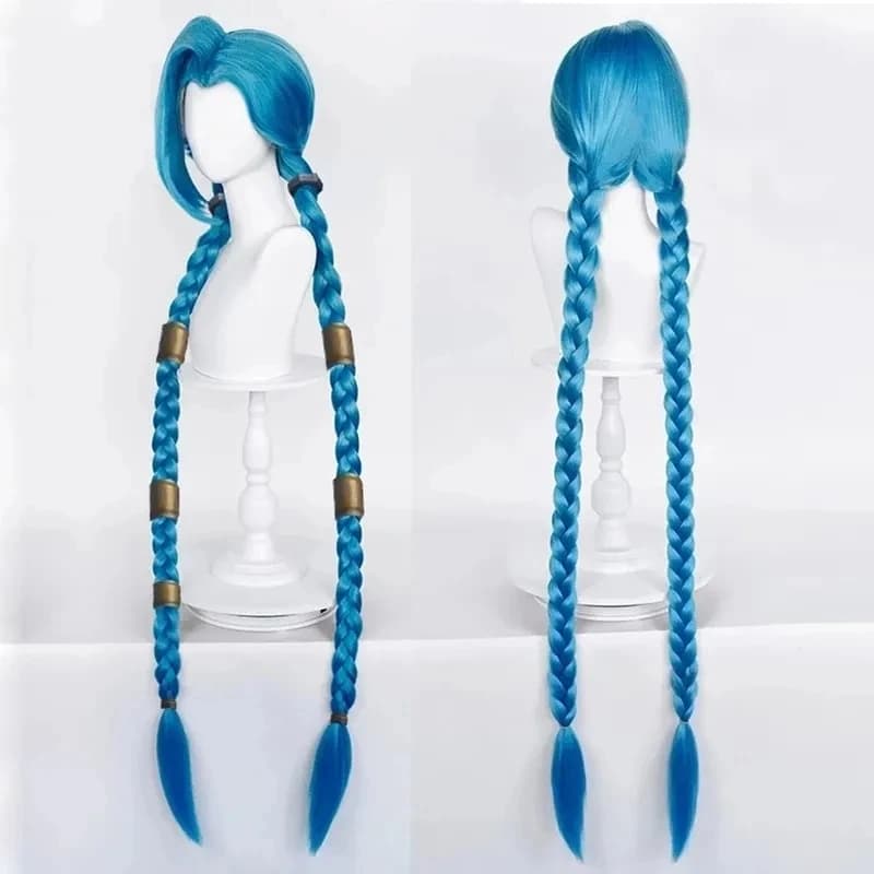 Cosplay Wig Long Braided Blue The Loose Cannon Wig with Blue Braid Heat Resistant Synthetic Hair Anime Wigs