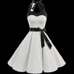 Women Polka Dot Print Summer Dress Sexy Retro White Halter Vintage Dress Robe Femme Pin Up Rockabilly Party Dress