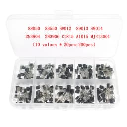 50-900PCS Transistors kit NPN PNP S8050 S8550 S9012 2N3904 2N3906 C1815 A1015 MJE13001 BC327 BC337 BC517 BC547 BC548 BC549 BC558