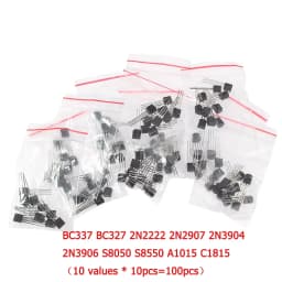 50-900PCS Transistors kit NPN PNP S8050 S8550 S9012 2N3904 2N3906 C1815 A1015 MJE13001 BC327 BC337 BC517 BC547 BC548 BC549 BC558