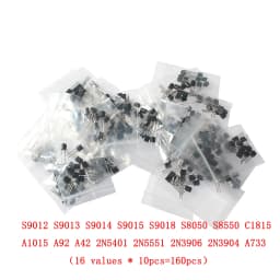 50-900PCS Transistors kit NPN PNP S8050 S8550 S9012 2N3904 2N3906 C1815 A1015 MJE13001 BC327 BC337 BC517 BC547 BC548 BC549 BC558