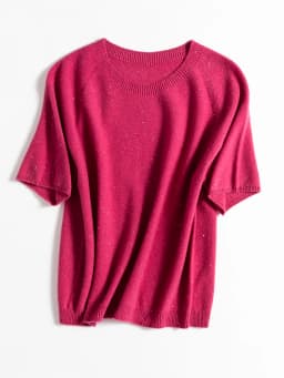 SuyaDream, 100%Merino Wool Pullovers for Woman, Round Neck, Short Sleeved Sweaters, 2025 Fall Winter Soft Warm Top, Pink, Olive