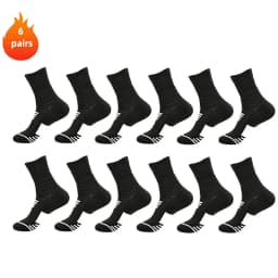 3 Pairs Men's Comfort Fit Cushion Performance Athletic Crew Socks For Outdoor Sports