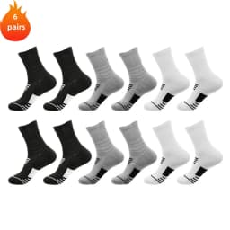 3 Pairs Men's Comfort Fit Cushion Performance Athletic Crew Socks For Outdoor Sports