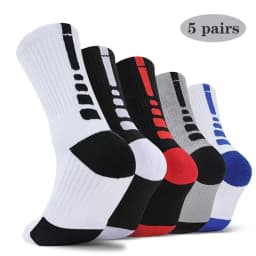 3 Pairs Men's Comfort Fit Cushion Performance Athletic Crew Socks For Outdoor Sports