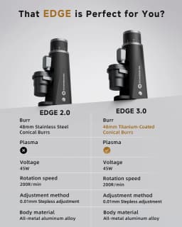 STARSEEKER EDGE Titanium Burr Coffee Grinder 48MM Espresso Burrs Stepless Fineness Adjustment Electric Coffee Grinders Black