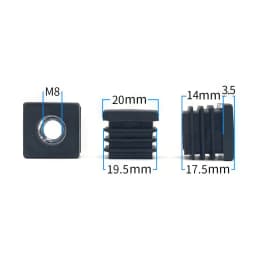 10 or 5pcs M5 M6 M8 Plastic Square Pipe Plugs with Nut Hole Blanking End Inserts Caps Pipe Cover Furniture Leg Feet Tube Plug