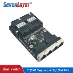 Fiber Optical Ethernet Switch Media Converter Single Mode 4 RJ45 and 2 SC Fiber Port 10/100M PCBA 2F4E