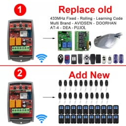 WIFI Garage Door Opener Gate Receiver 2CH 433mhz Universal Fixed Rolling Code Multi Brand Controller Switch Works with Tuya