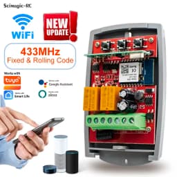 WIFI Garage Door Opener Gate Receiver 2CH 433mhz Universal Fixed Rolling Code Multi Brand Controller Switch Works with Tuya