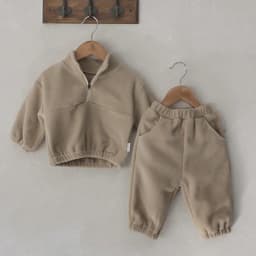 Autumn Winter Toddler Baby Boys Girl Sports Suit Children Clothes Fleece Solid Color Hoodies Suit Infant Boys Girl Outfit 2PCS