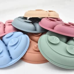 Silicone Baby Sucker Silicone Dining Plate Rice Spoon Set Cute Cartoon Children Dishes Smile Face Baby Tableware Retro Kid Bowl