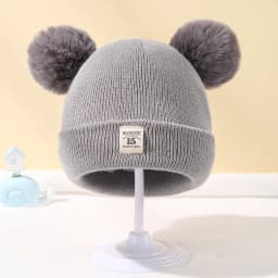 Autumn Winter Baby Warm Knitted Hats With Pom Kids Knit Beanie Hat Solid Color Children Hat For Boys Girls Accessories