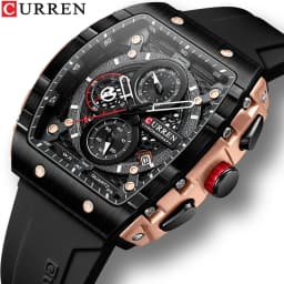 CURREN Top Brand Men's Watches Luxury Square Quartz Wristwatch Waterproof Luminous Chronograph Watch for Men Date Clock
