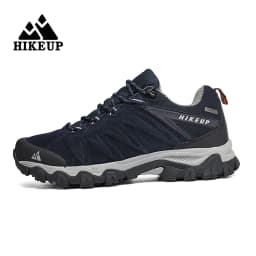 HIKEUP High Quality Leather Hiking Shoes Durable Outdoor Sport Men Trekking Leather Shoes Lace-Up Climbing Hunting Sneakers