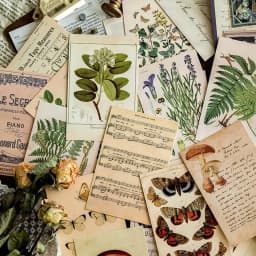 30pcs Retro Ancient Forest Animals Plants Specimen Postcard Vintage Writable Greeting Postcards,Wall Collage Kit Home Decoration