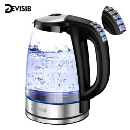 DEVISIB Electric Glass Kettle, 2200W Fast Boiling, Temperature Control, 4-Hour Keep Warm, 2.0L Tea Kettle & Hot Water Boiler