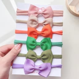 4/5/6Pcs/Set Solid Color Kids Headwear Elastic Hair Bands for Baby Cute Ribbon Bowknot Headband Infant Girls Hair Accessories
