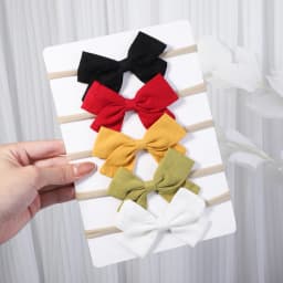 4/5/6Pcs/Set Solid Color Kids Headwear Elastic Hair Bands for Baby Cute Ribbon Bowknot Headband Infant Girls Hair Accessories