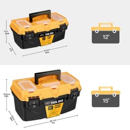 AIRAJ 15/12 Inch Hardware Tools Box, Plastic Thick Combination Suitcase Electrician Carpenter Electric Drill Storage Box