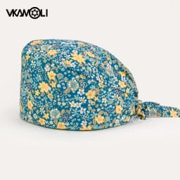 Women's Cotton Scrubs Caps Sweat-Absorbent Elastic Section Pet Grooming Nursing Work Hats Lab Flower Print Scrub Hat Wholesale