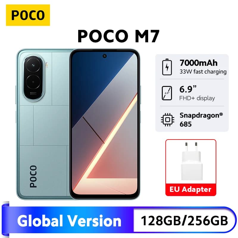 POCO M7 Global Version Smartphone Snapdragon 685 6.9" 144Hz FHD+ Display 7000mAh battery NFC 33W Turbo Charging IP64